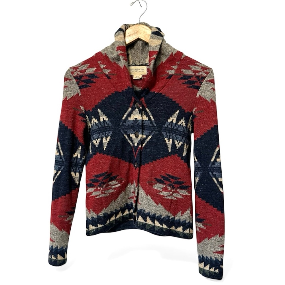 Ralph Lauren Denim & Supply Aztec Cardigan Sweater Southwestern Print‎ Womens XS